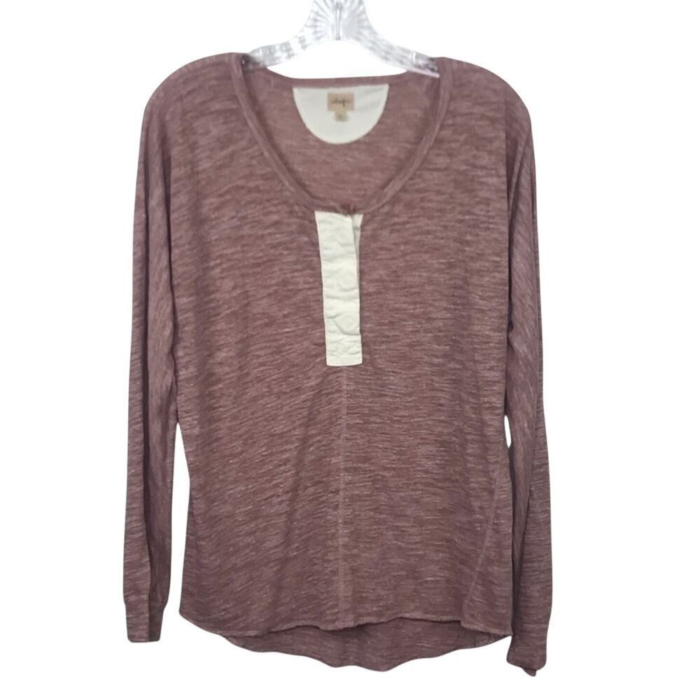 Aritzia Wilfred Free Mauve Burnout Long Sleeve Hi-Low Top Dusty Rose Pink M